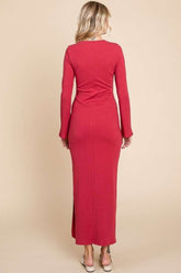 Culture Code Full Size Round Neck Bodycon Bell Maxi Dress OutfitFlow